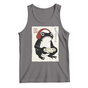 Japanese Gamer Frog Tank Top Boys Funny Vintage Gaming TS10 Deep Heather Print Your Wear
