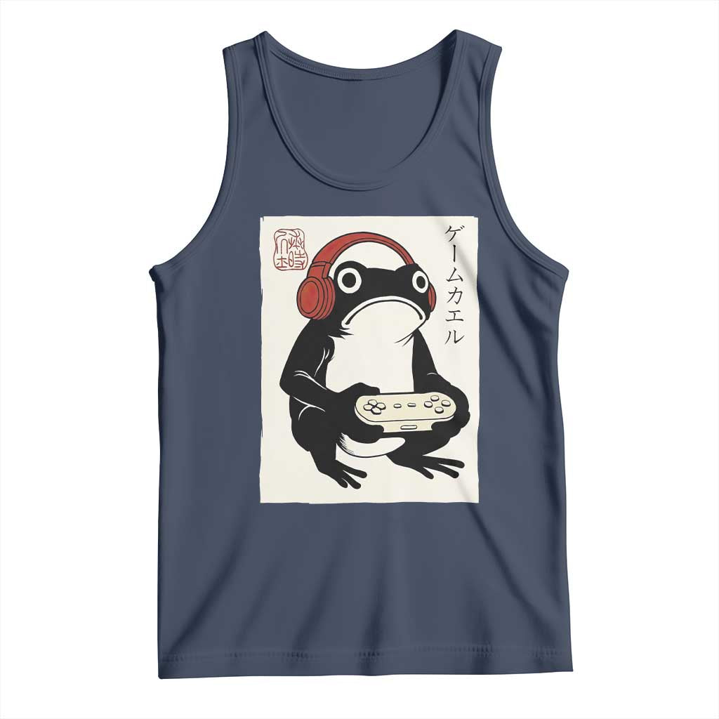Japanese Gamer Frog Tank Top Boys Funny Vintage Gaming TS10 Navy Print Your Wear