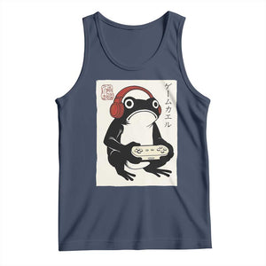 Japanese Gamer Frog Tank Top Boys Funny Vintage Gaming TS10 Navy Print Your Wear