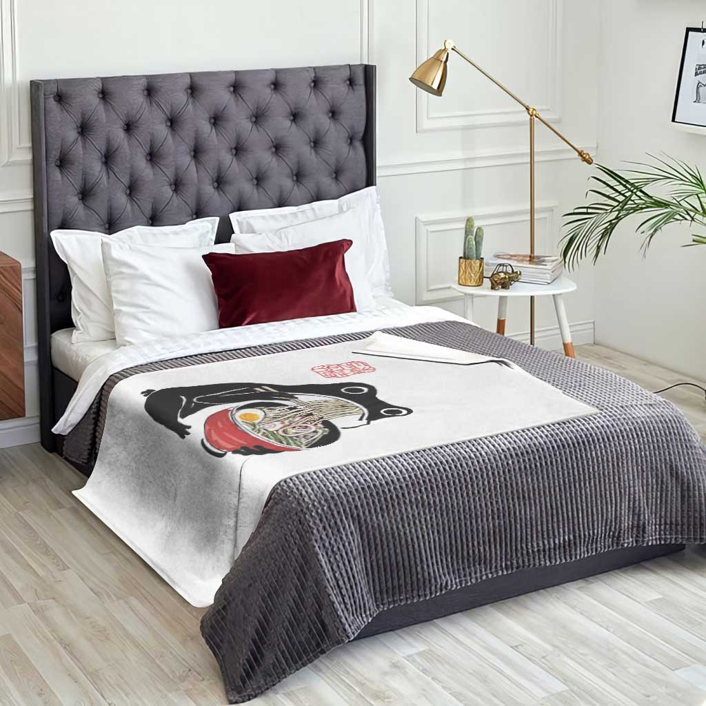 Funny Grumpy Frog Ramen Throw Blanket Sumi-e Kawaii Ink Painting Japanese TS10 Print Your Wear