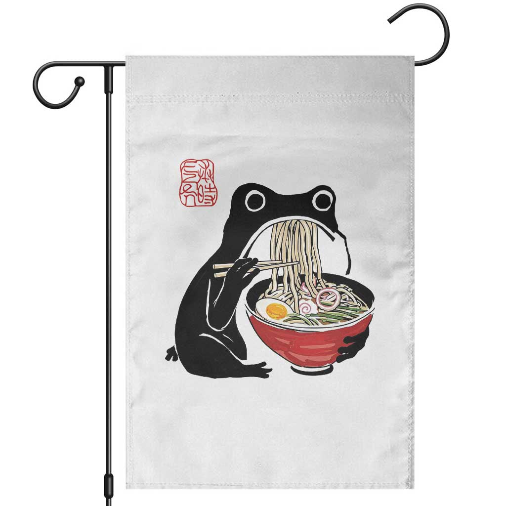 Funny Grumpy Frog Ramen Garden Flag Sumi-e Kawaii Ink Painting Japanese TS10 White Print Your Wear