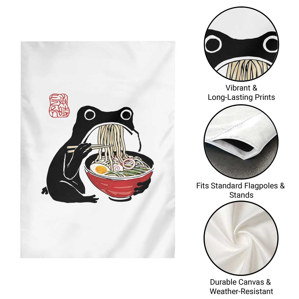 Funny Grumpy Frog Ramen Garden Flag Sumi-e Kawaii Ink Painting Japanese TS10 Print Your Wear