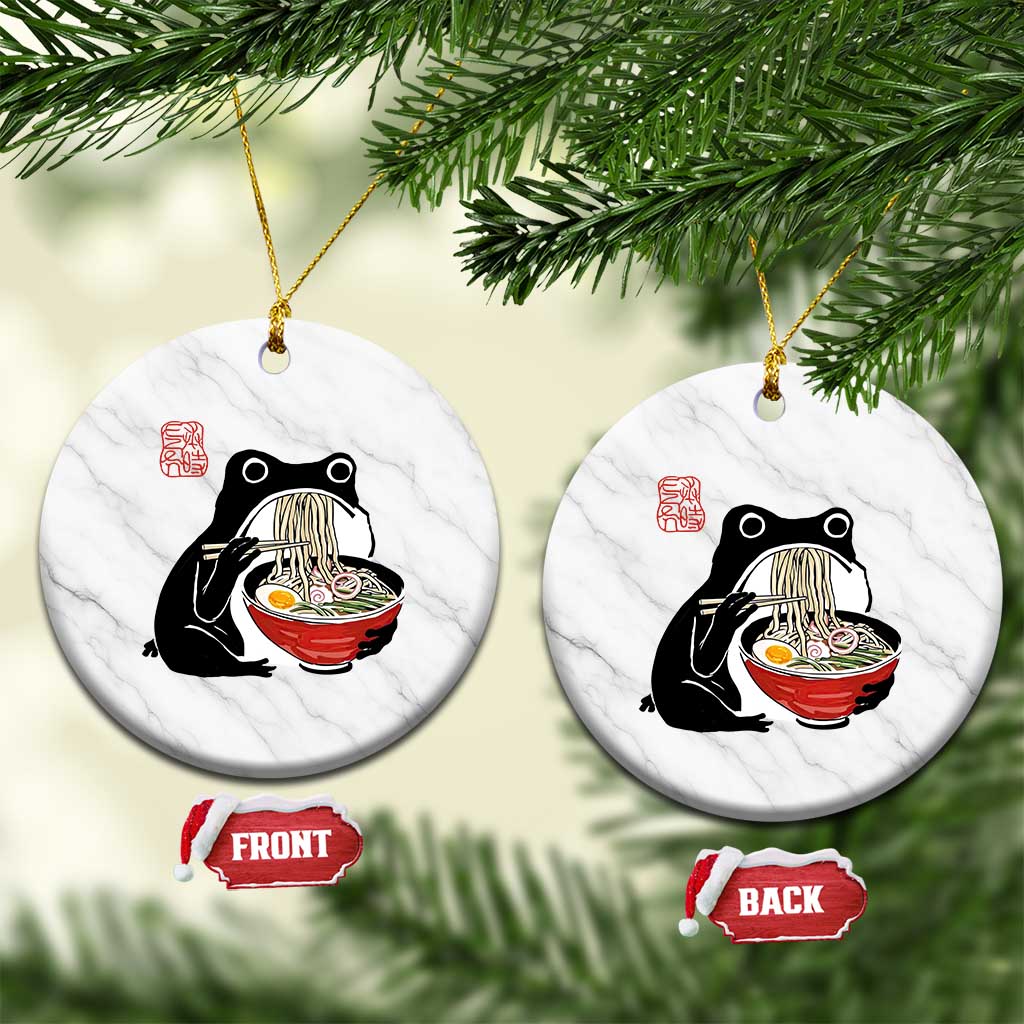 Funny Grumpy Frog Ramen Ceramic Ornament Sumi-e Kawaii Ink Painting Japanese TS10 1pc White Marble Print Your Wear