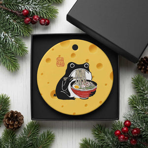 Funny Grumpy Frog Ramen Ceramic Ornament Sumi-e Kawaii Ink Painting Japanese TS10 1pc Yellow Cheese Print Your Wear