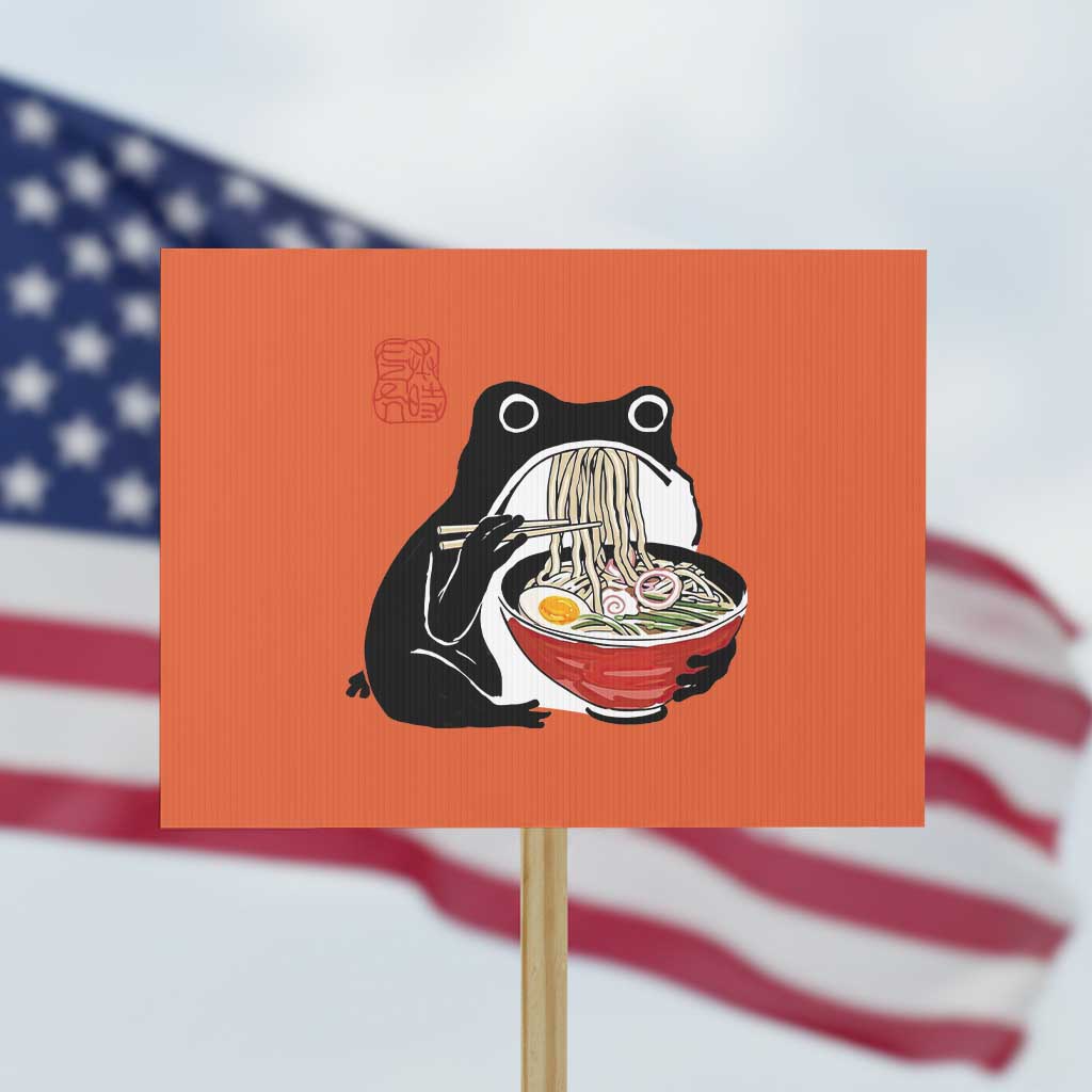 Funny Grumpy Frog Ramen Protest Sign Sumi-e Kawaii Ink Painting Japanese TS10 Horizontal 18
