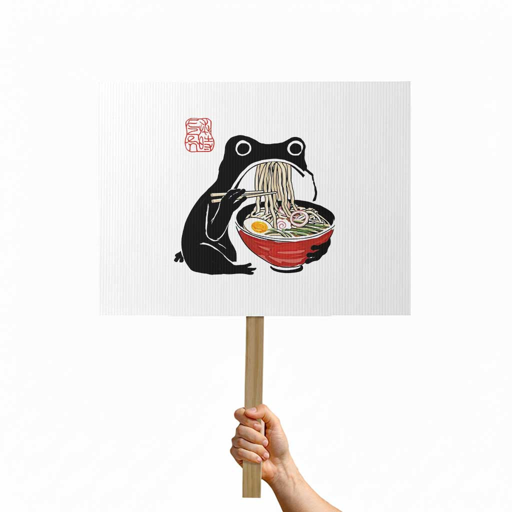 Funny Grumpy Frog Ramen Protest Sign Sumi-e Kawaii Ink Painting Japanese TS10 Horizontal 18