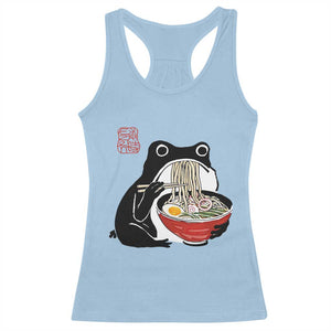Funny Grumpy Frog Ramen Racerback Tank Top Sumi-e Kawaii Ink Painting Japanese TS10 Light Blue Print Your Wear