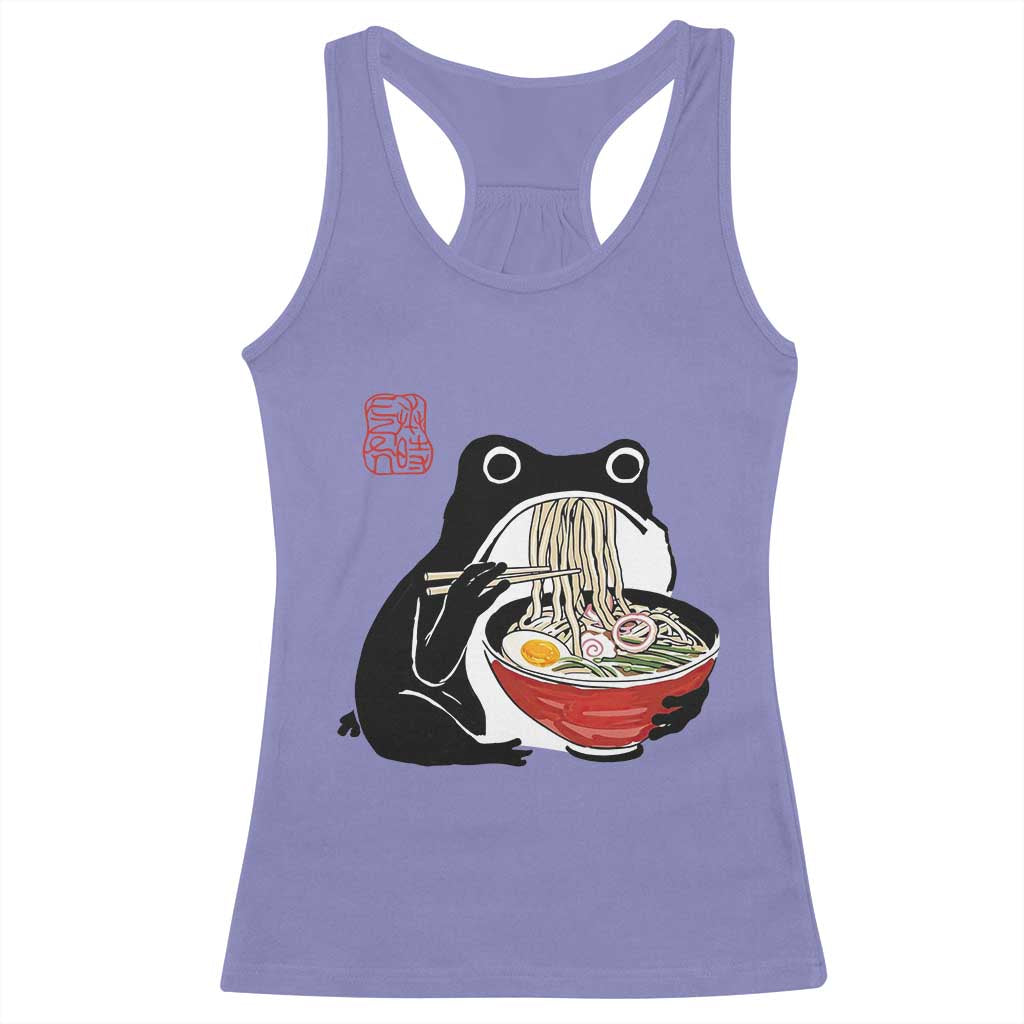 Funny Grumpy Frog Ramen Racerback Tank Top Sumi-e Kawaii Ink Painting Japanese TS10 Violet Print Your Wear