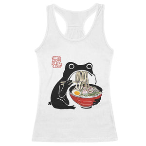 Funny Grumpy Frog Ramen Racerback Tank Top Sumi-e Kawaii Ink Painting Japanese TS10 White Print Your Wear