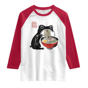 Funny Grumpy Frog Ramen Raglan Shirt Sumi-e Kawaii Ink Painting Japanese TS10 White Red Print Your Wear