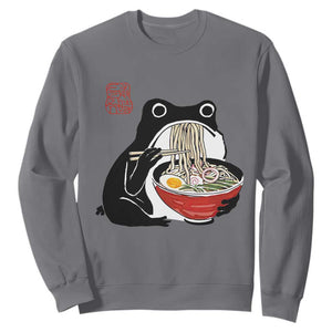 Funny Grumpy Frog Ramen Sweatshirt Sumi-e Kawaii Ink Painting Japanese TS10 Charcoal Print Your Wear
