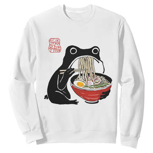 Funny Grumpy Frog Ramen Sweatshirt Sumi-e Kawaii Ink Painting Japanese TS10 White Print Your Wear