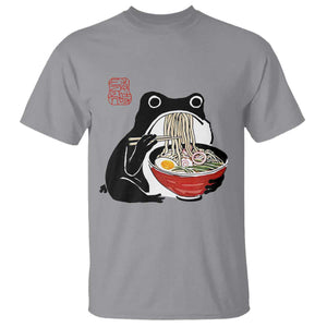 Funny Grumpy Frog Ramen T Shirt Sumi-e Kawaii Ink Painting Japanese TS10 Sport Gray Print Your Wear