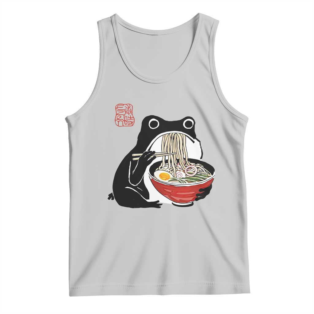 Funny Grumpy Frog Ramen Tank Top Sumi-e Kawaii Ink Painting Japanese TS10 Ash Print Your Wear