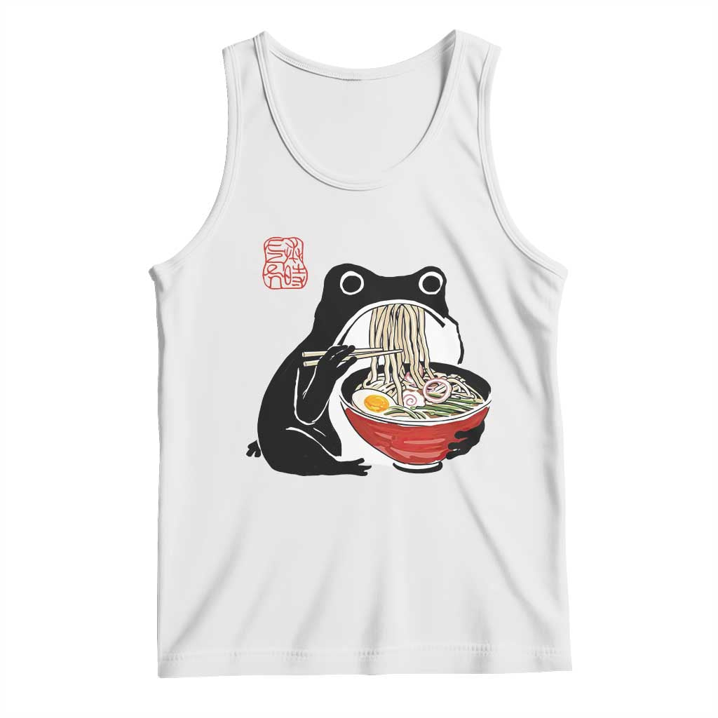 Funny Grumpy Frog Ramen Tank Top Sumi-e Kawaii Ink Painting Japanese TS10 White Print Your Wear