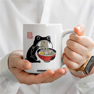 Funny Grumpy Frog Ramen Coffee Mug Sumi-e Kawaii Ink Painting Japanese TS10 Print Your Wear