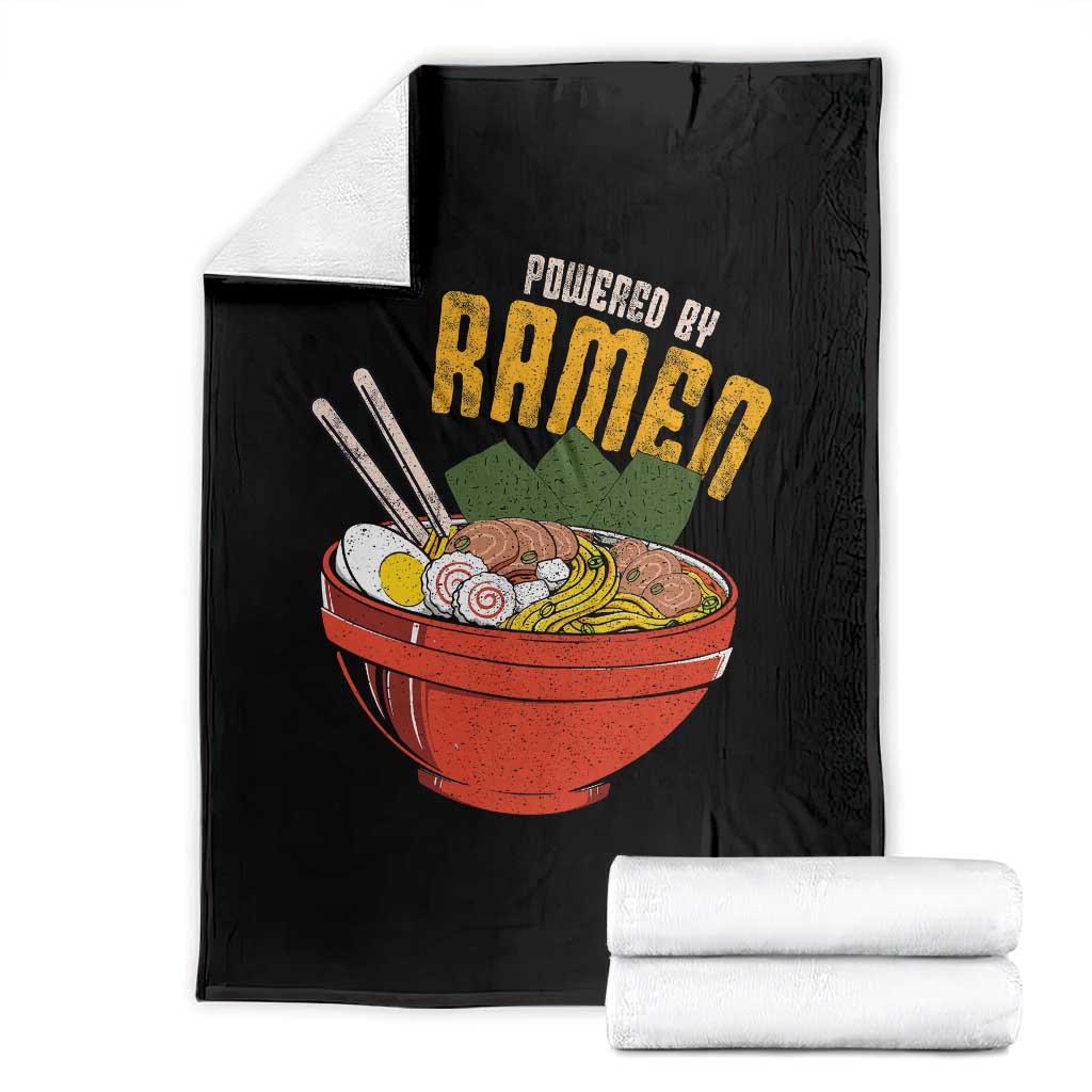 Powered by Ramen Throw Blanket Japanese Love Anime Noodles TS10 Black Print Your Wear