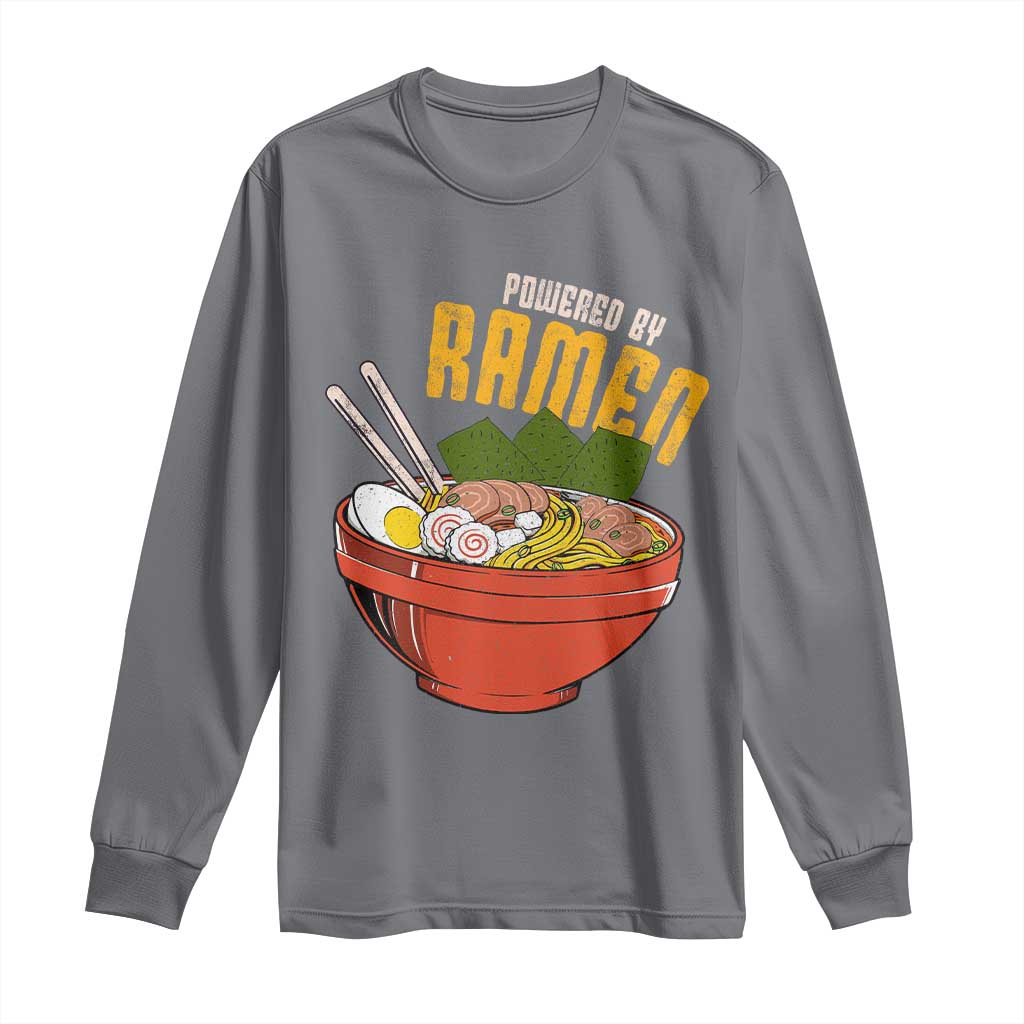 Powered by Ramen Long Sleeve Shirt Japanese Love Anime Noodles TS10 Charcoal Print Your Wear
