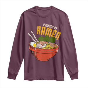 Powered by Ramen Long Sleeve Shirt Japanese Love Anime Noodles TS10 Maroon Print Your Wear