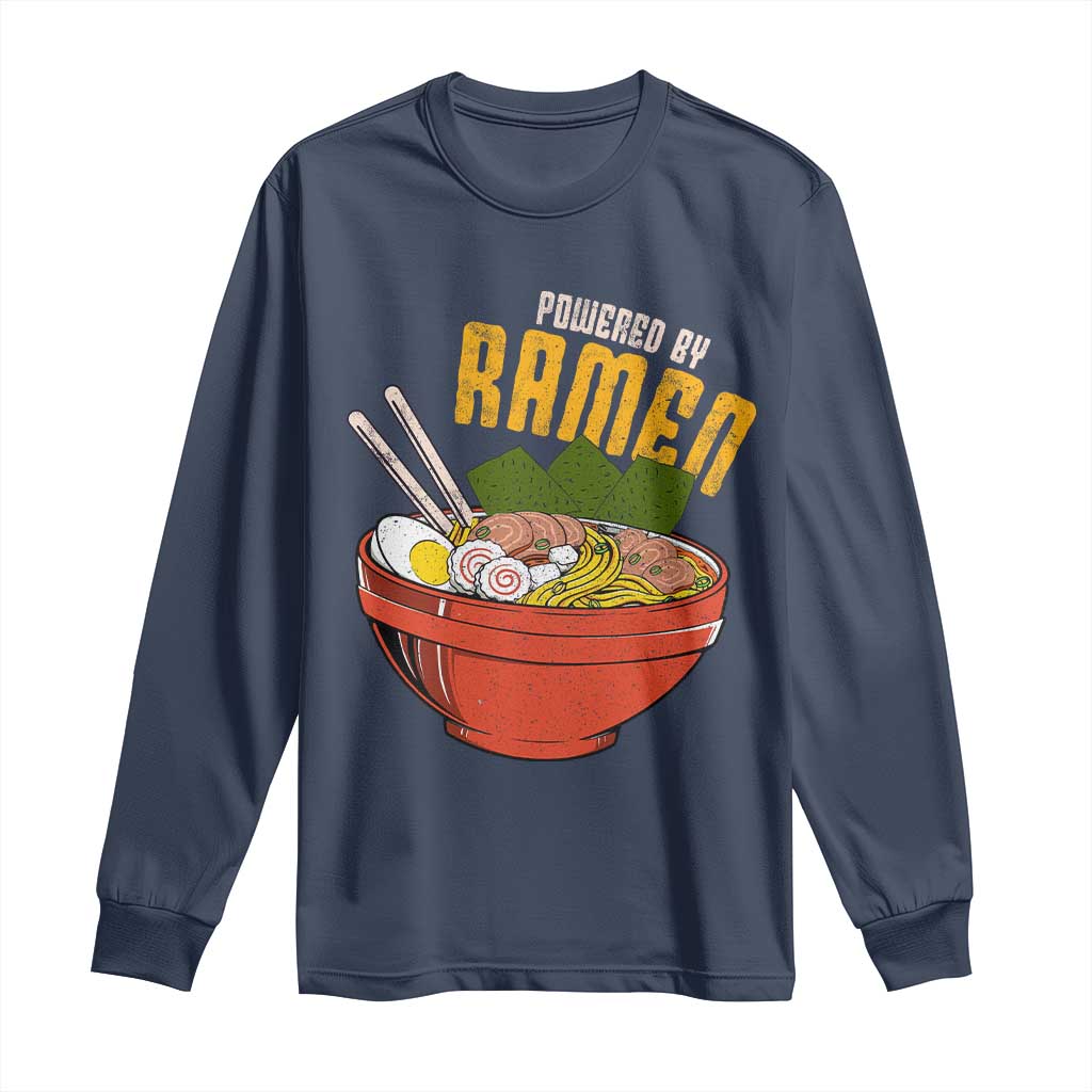 Powered by Ramen Long Sleeve Shirt Japanese Love Anime Noodles TS10 Navy Print Your Wear