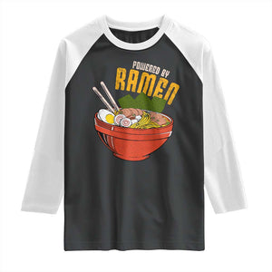 Powered by Ramen Raglan Shirt Japanese Love Anime Noodles TS10 Black White Print Your Wear