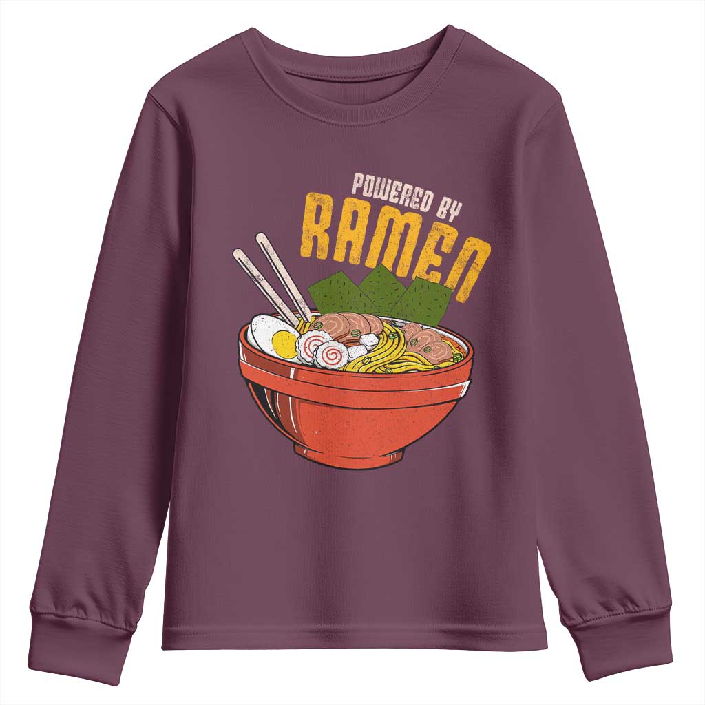 Powered by Ramen Youth Sweatshirt Japanese Love Anime Noodles TS10 Maroon Print Your Wear