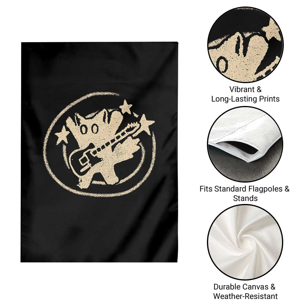 90s Y2K Scary Cat Garden Flag Scared Under Starry Tail Cat Playing Guitar TS10 Print Your Wear
