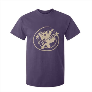 90s Y2K Scary Cat T Shirt For Kid Scared Under Starry Tail Cat Playing Guitar TS10 Purple Print Your Wear