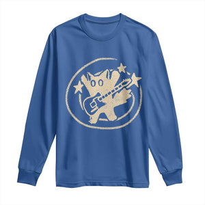 90s Y2K Scary Cat Long Sleeve Shirt Scared Under Starry Tail Cat Playing Guitar TS10 Royal Blue Print Your Wear