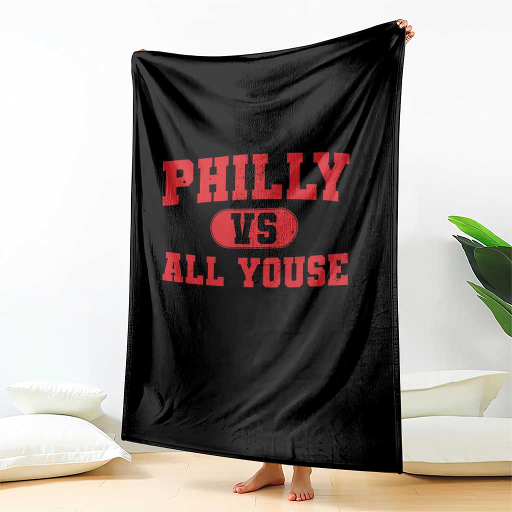 Philly Vs All Youse Throw Blanket Vintage Funny Philadelphia Slang Red TS10 Print Your Wear
