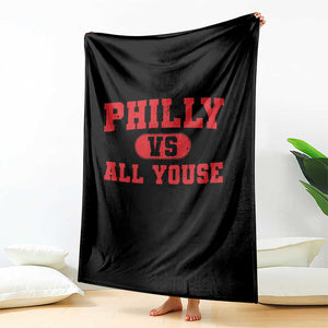 Philly Vs All Youse Throw Blanket Vintage Funny Philadelphia Slang Red TS10 Print Your Wear