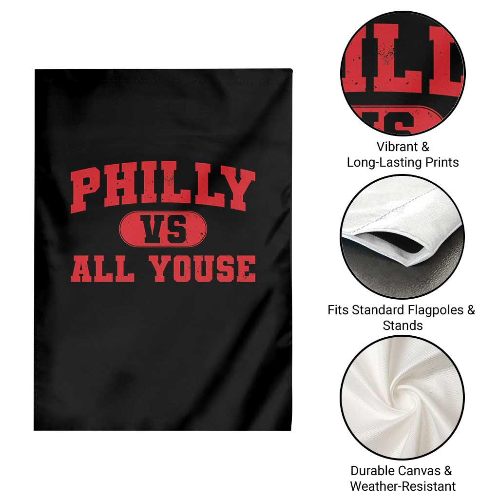 Philly Vs All Youse Garden Flag Vintage Funny Philadelphia Slang Red TS10 Print Your Wear