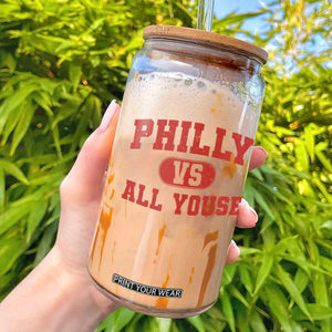 Philly Vs All Youse Glass Can Vintage Funny Philadelphia Slang Red TS10 Black Print Your Wear
