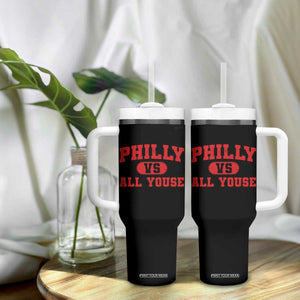 Philly Vs All Youse Tumbler With Handle Vintage Funny Philadelphia Slang Red TS10 Print Your Wear
