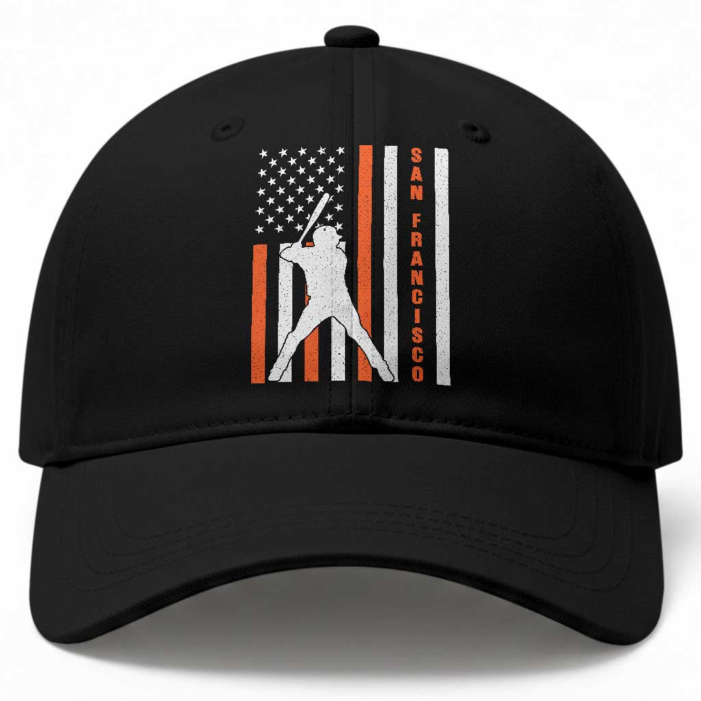 Retro San Francisco Baseball Cap Cool Distressed Baseball Fans SF USA Flag TS10 Print Your Wear