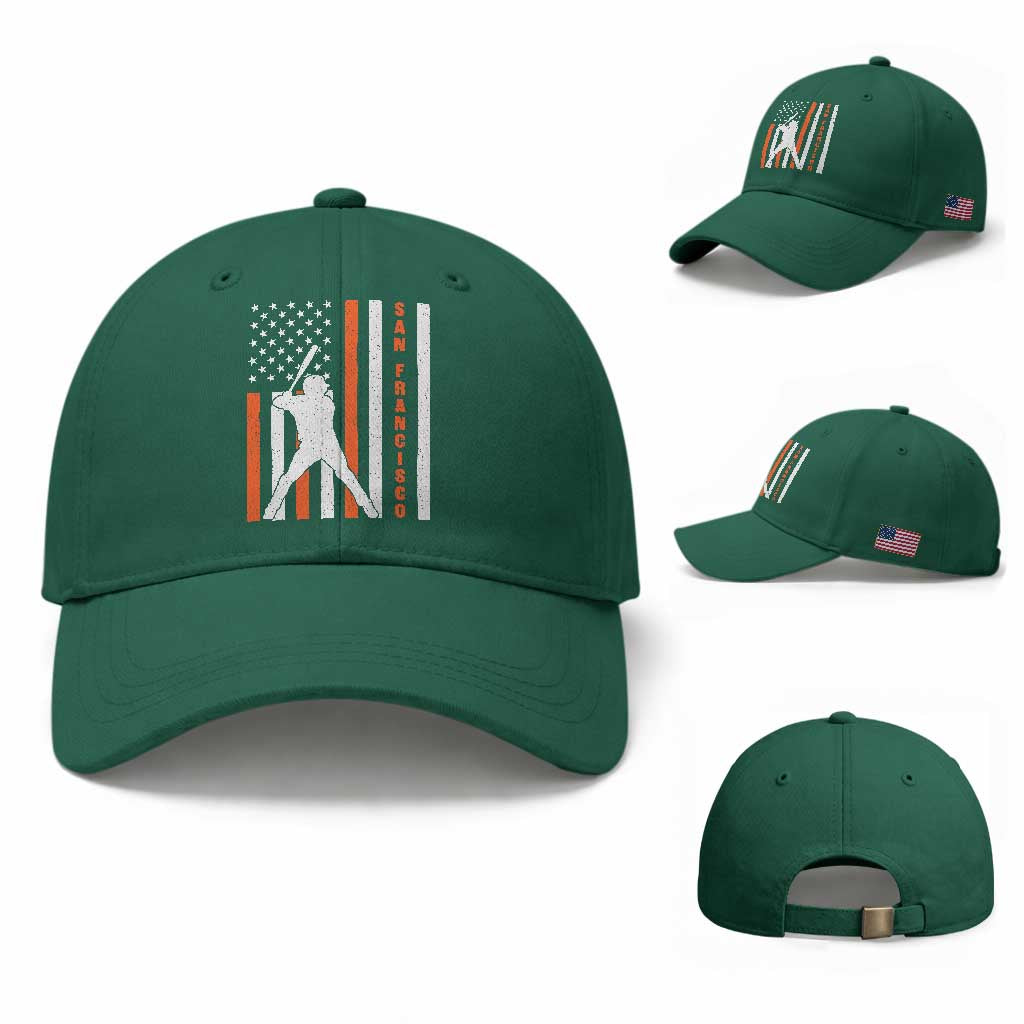 Retro San Francisco Baseball Cap Cool Distressed Baseball Fans SF USA Flag TS10 Baseball Cap Universal Fit Irish Green Print Your Wear