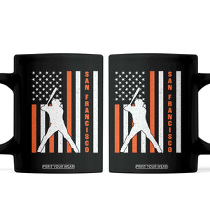 Retro San Francisco Coffee Mug Cool Distressed Baseball Fans SF USA Flag TS10 Black Print Your Wear