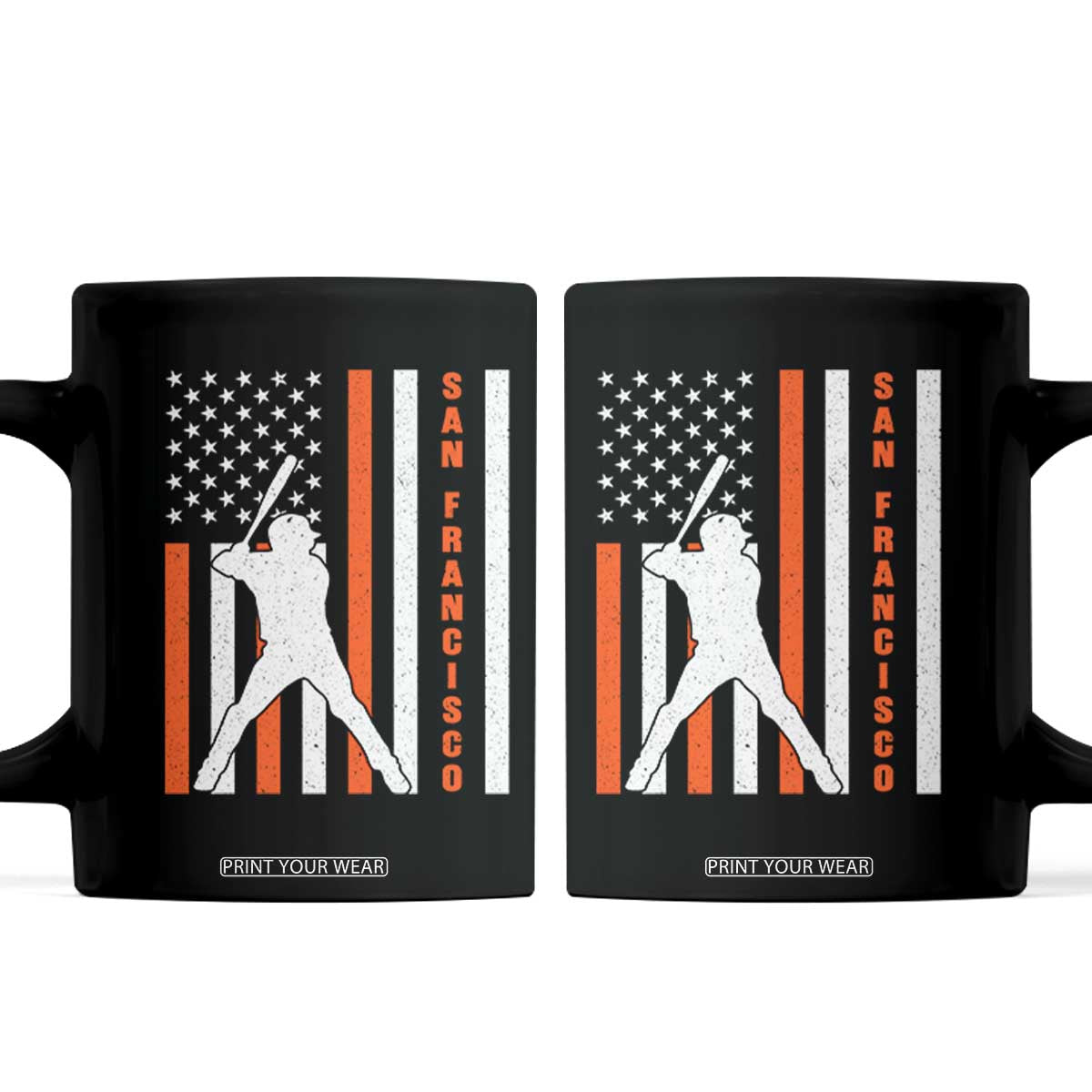 Retro San Francisco Coffee Mug Cool Distressed Baseball Fans SF USA Flag TS10 Black Print Your Wear