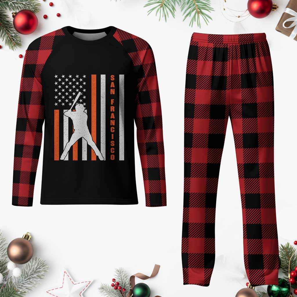 Retro San Francisco Plaid Pajama Set Cool Distressed Baseball Fans SF USA Flag TS10 Buffalo Plaid Print Your Wear
