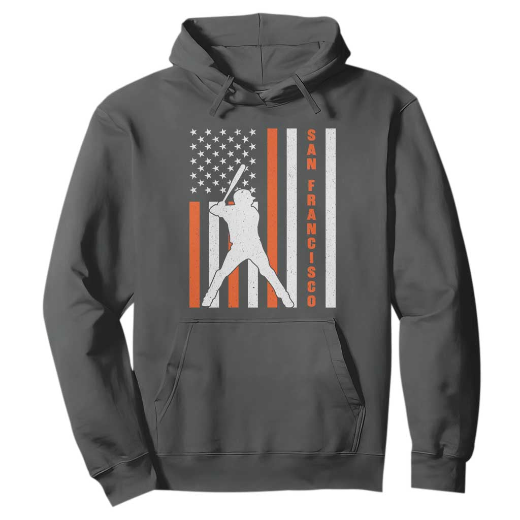 Retro San Francisco Hoodie Cool Distressed Baseball Fans SF USA Flag TS10 Dark Heather Print Your Wear