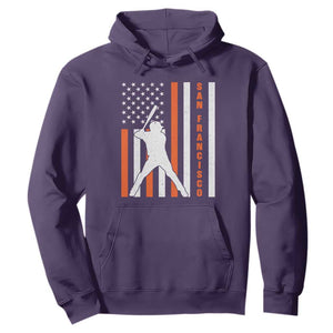 Retro San Francisco Hoodie Cool Distressed Baseball Fans SF USA Flag TS10 Purple Print Your Wear