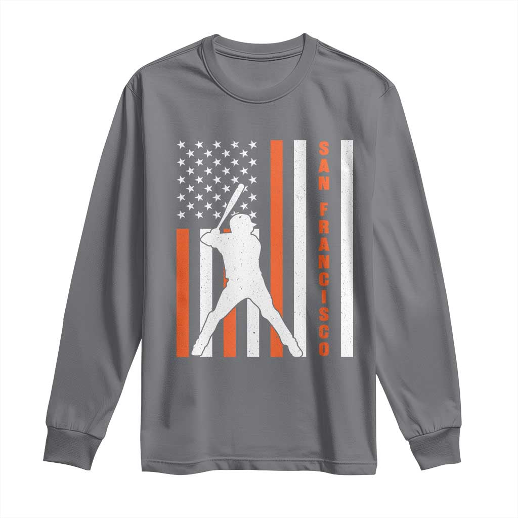 Retro San Francisco Long Sleeve Shirt Cool Distressed Baseball Fans SF USA Flag TS10 Charcoal Print Your Wear