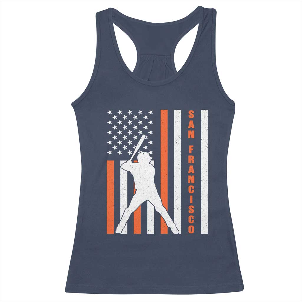 Retro San Francisco Racerback Tank Top Cool Distressed Baseball Fans SF USA Flag TS10 Navy Print Your Wear