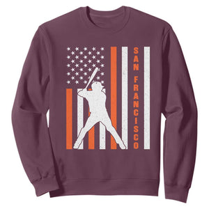 Retro San Francisco Sweatshirt Cool Distressed Baseball Fans SF USA Flag TS10 Maroon Print Your Wear