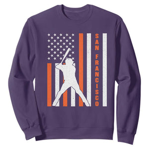 Retro San Francisco Sweatshirt Cool Distressed Baseball Fans SF USA Flag TS10 Purple Print Your Wear