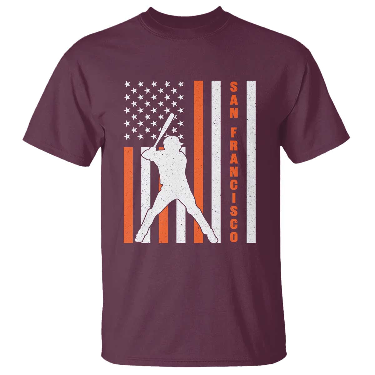 Retro San Francisco T Shirt Cool Distressed Baseball Fans SF USA Flag TS10 Maroon Print Your Wear