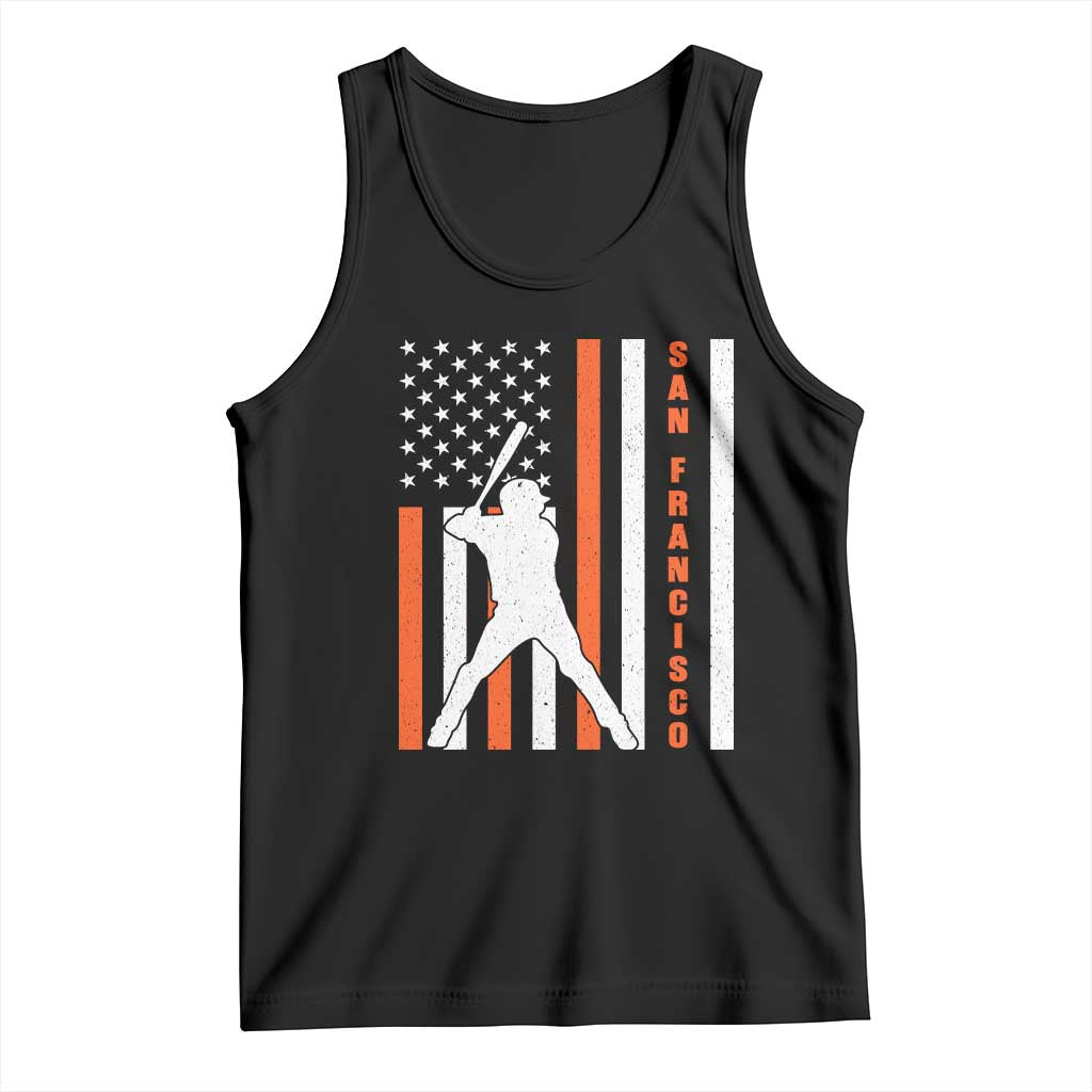 Retro San Francisco Tank Top Cool Distressed Baseball Fans SF USA Flag TS10 Black Print Your Wear