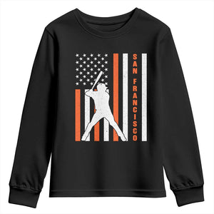 Retro San Francisco Youth Sweatshirt Cool Distressed Baseball Fans SF USA Flag TS10 Black Print Your Wear