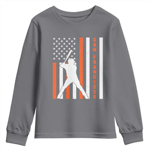 Retro San Francisco Youth Sweatshirt Cool Distressed Baseball Fans SF USA Flag TS10 Charcoal Print Your Wear