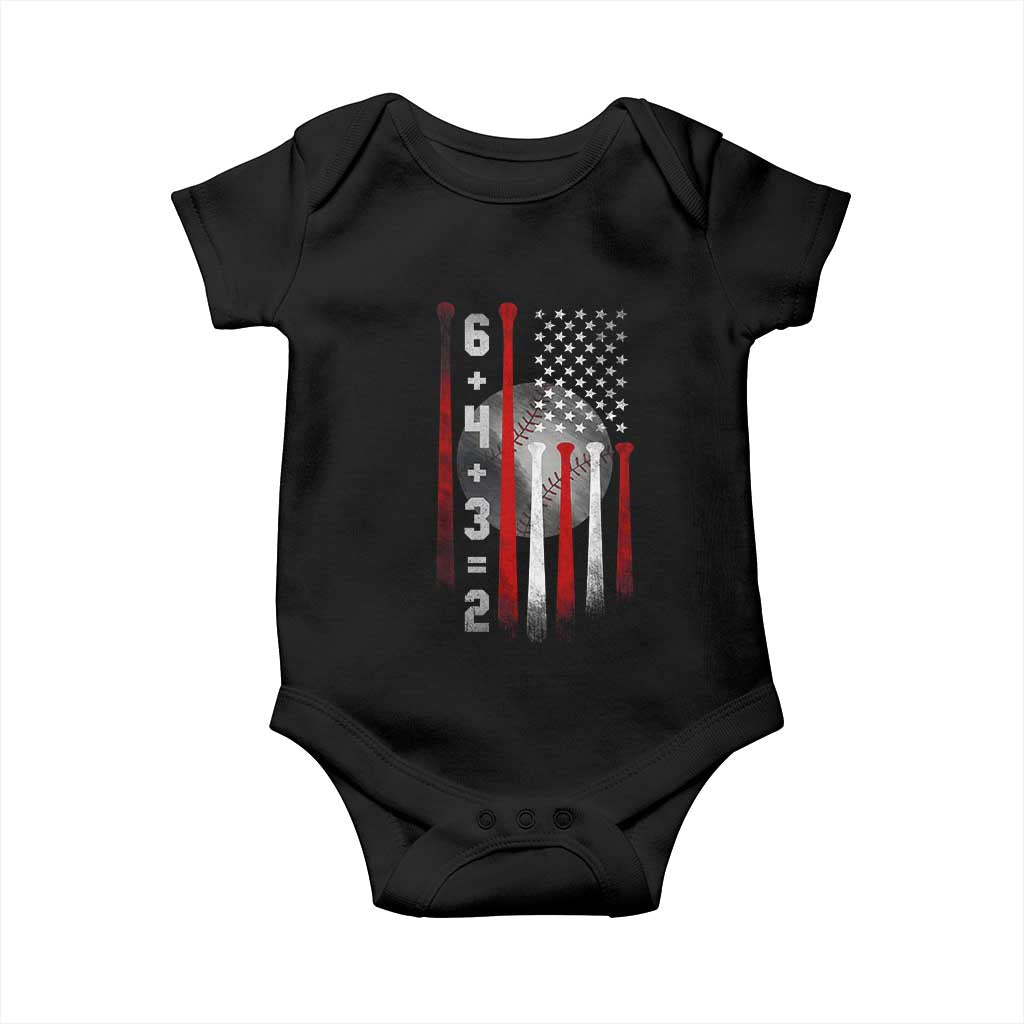 Double Play Baby Onesie 6 4 3 2 Vintage Baseball Math Softball Player American Flag TS10 Black Print Your Wear